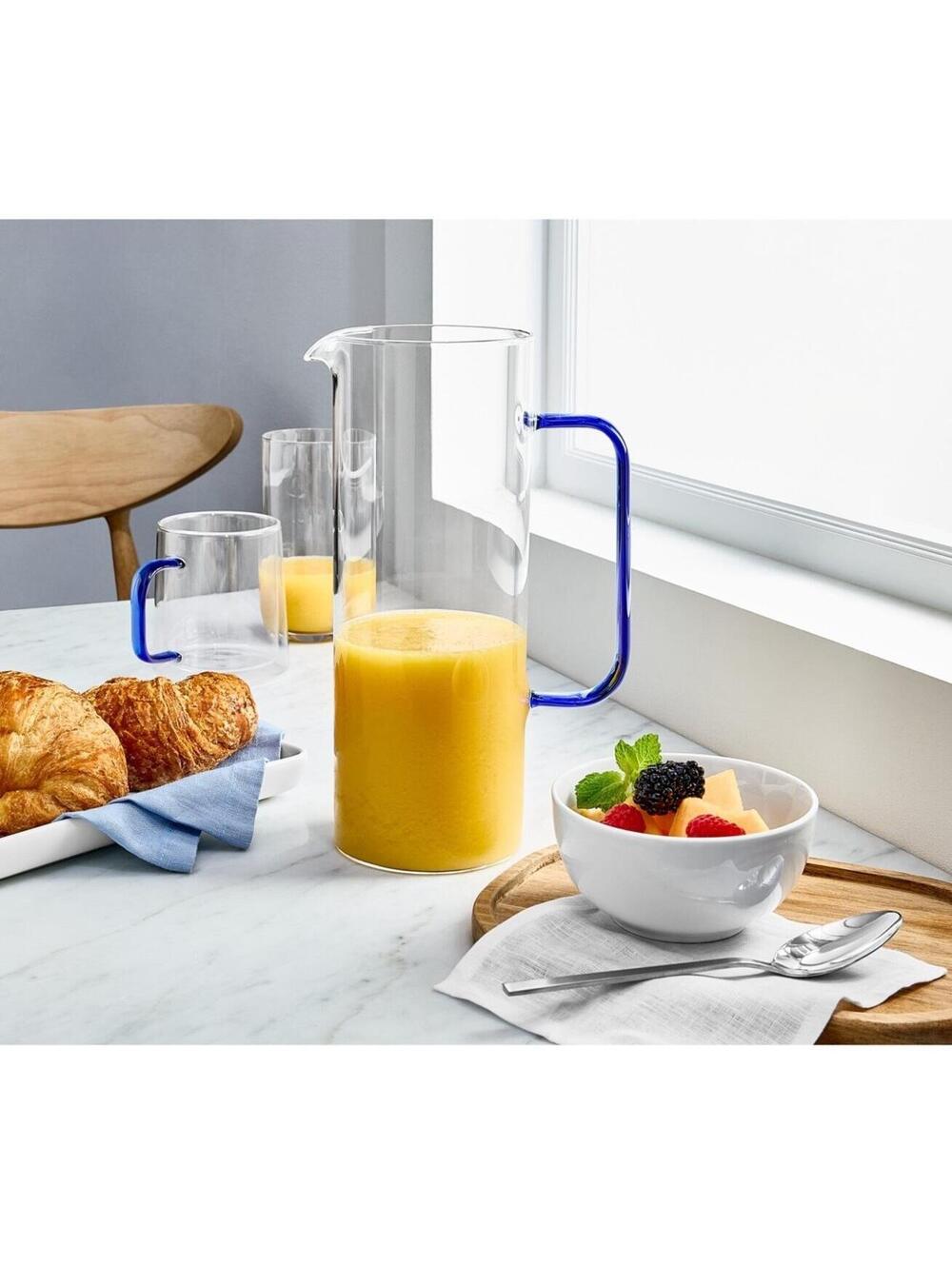 $20 The Cellar Blue Handle Glass Mugs, Set of 2